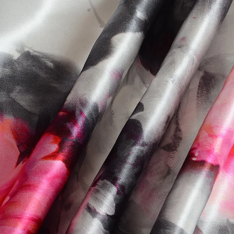 
 E2186 шелковая абстрактная индивидуальная Цветочная цифровая печать 100% Чистая атласная шелковая ткань для женского платья  