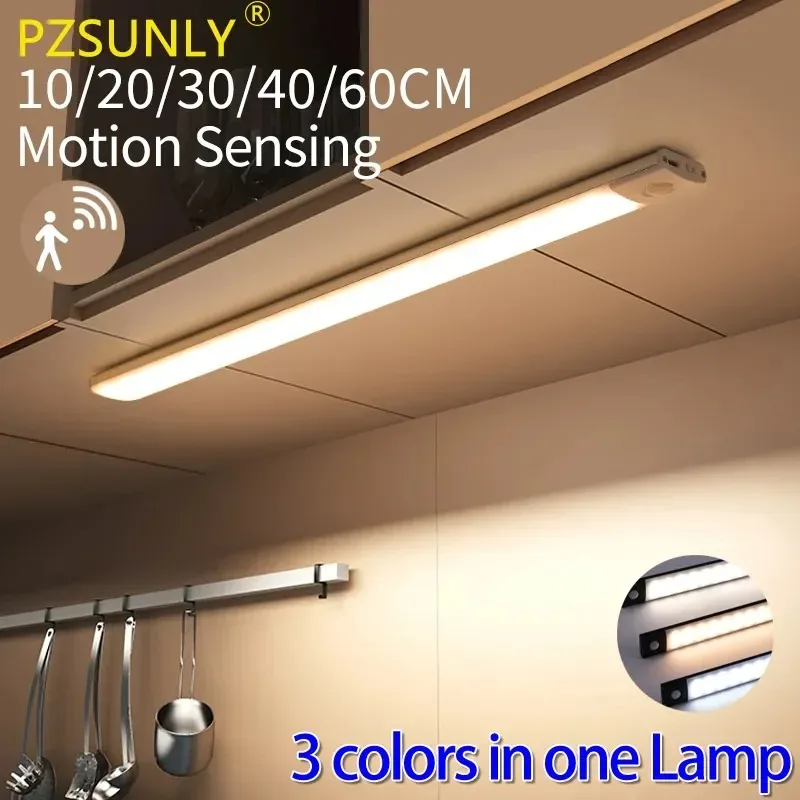 Motion Sensor Light Wireless LED Night Light USB Rechargeable Night Lamp Cabinet Wardrobe Lamp Under Backlight For Kitchen