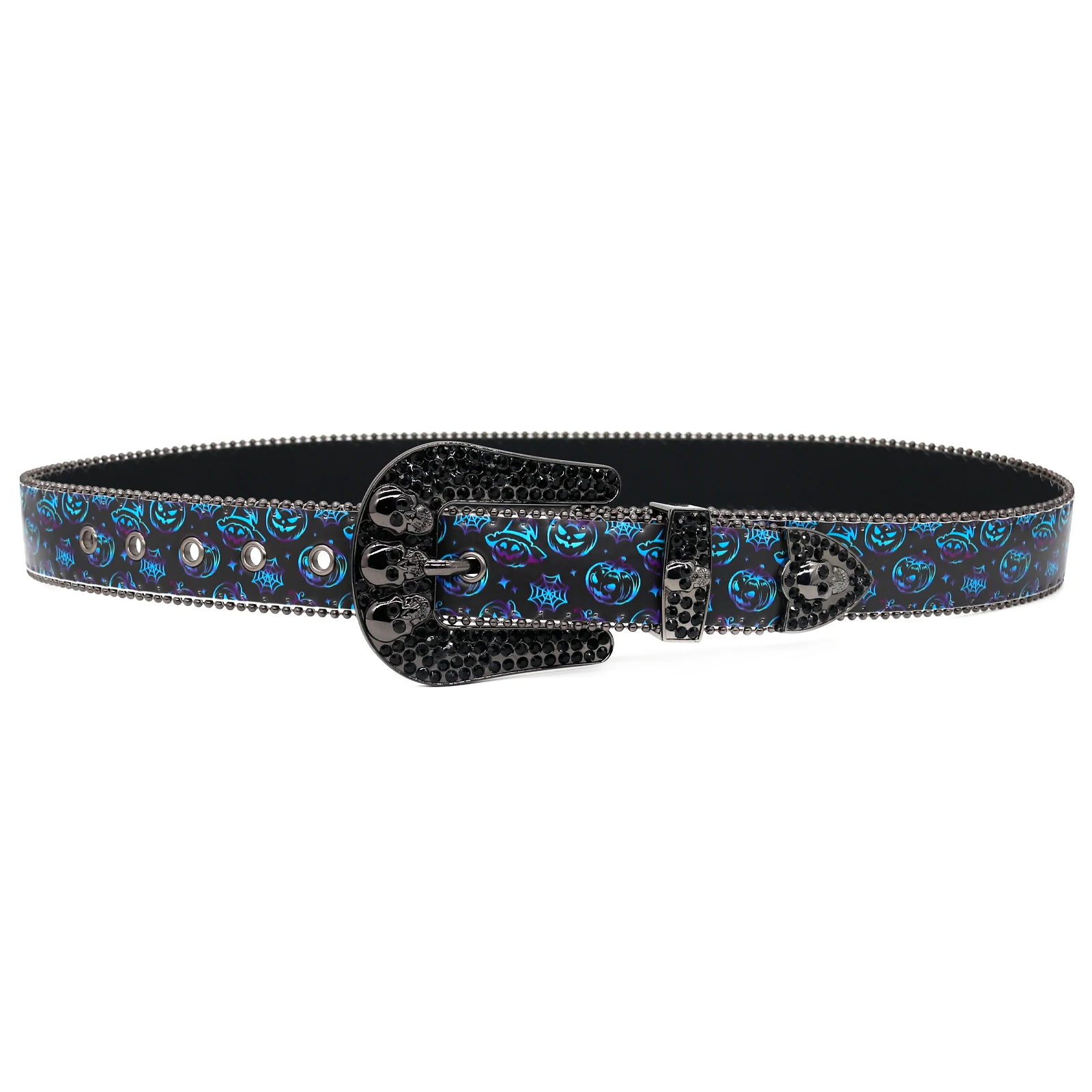 Designer Brand Western Halloween Diamond Belt With Skull Bad Girls Skull Rhinestone Blue Crystal Belt