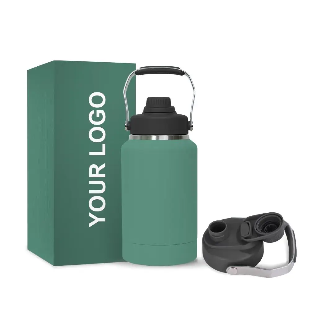 Stainless Steel Insulated Water Bottle 64 OZ with handle Lid Vacuum Half Gallon Water Flask Jug