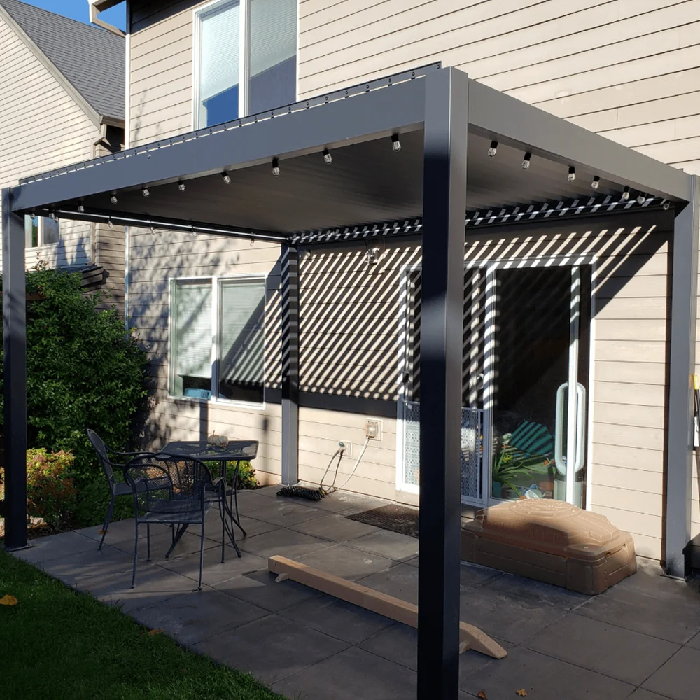 Luxury pergola aluminium outdoor wall mounted modular aluminum pergola with louvre roof