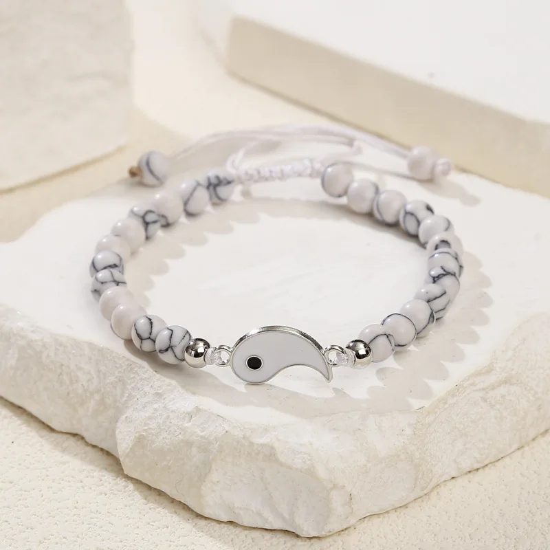 Hot Sale Eight-diagram-shaped Appetizer Bracelet Hand-woven Frosted Stone White Turquoise Bracelet Couple Gift