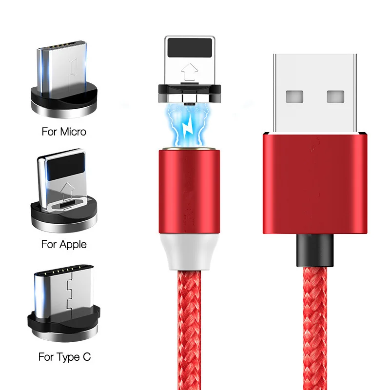 2022 hot sale magnetic data cable circular magnetic fast charging cable three in one multifunctional Nylon Braided data cable