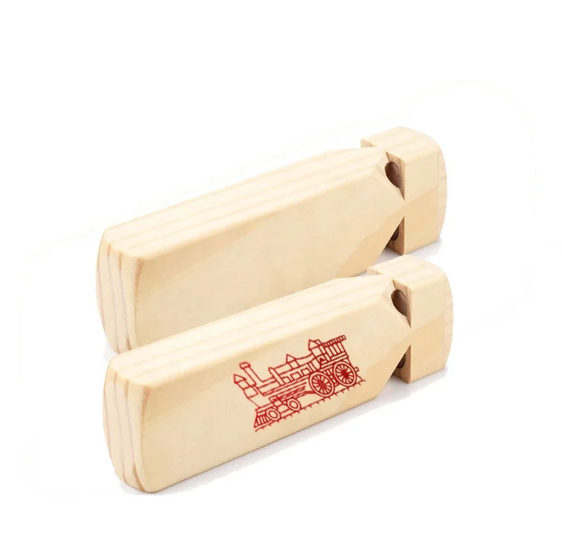 C06300-C wholesale factory custom music and instruments horn whistle toys bulk whistles Wooden Train Whistle party  christmas