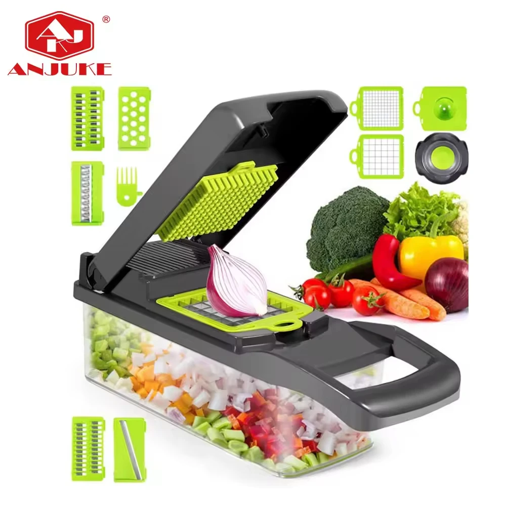ANJUKE 12 In 1 Multifunctional Kitchen Manual Mandoline Slicer Plastic Potato Vegetable Chopper Grater Slicer Vegetable Cutter
