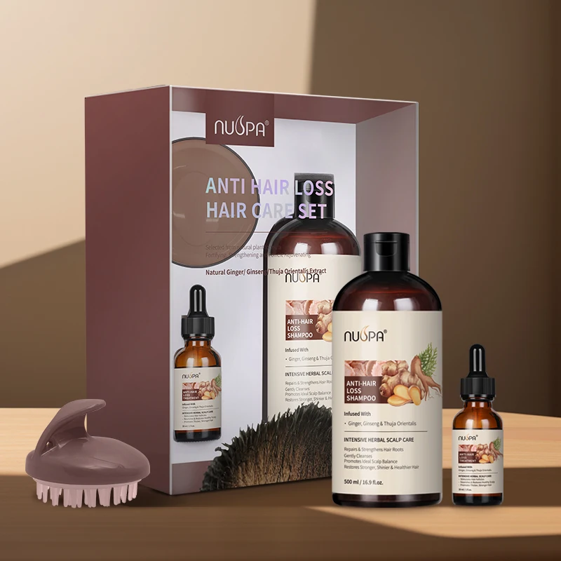 Оптовая цена набор для ухода за волосами защита от выпадения волос натуральные травяные сыворотки роста имбиря шампунь