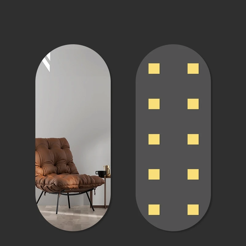 Custom Home Decor Non Glass Light Self Adhesive Flexible Unbreakable Dressing Wall Mirror for Bathroom Makeup House Decoration