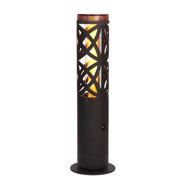 1m high carbon neutral eco-friendly outdoor glass tube wood pellet patio heater with visible flames from all sides