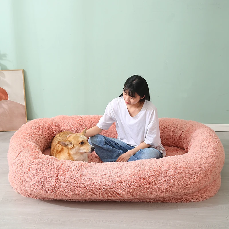 Manufacturer high quality  luxury big memory foam orthopedic heavy duty extra large human sized pet dog bed for people adults