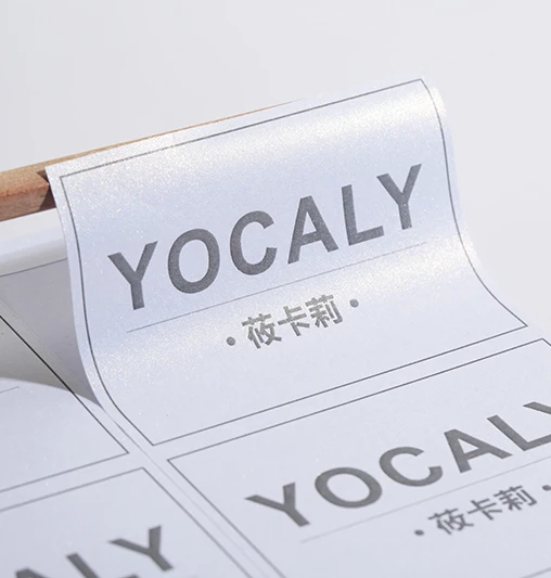 Pearlescent sticker gold clear business label affixed paper bag packaging custom print brand  logo sticker