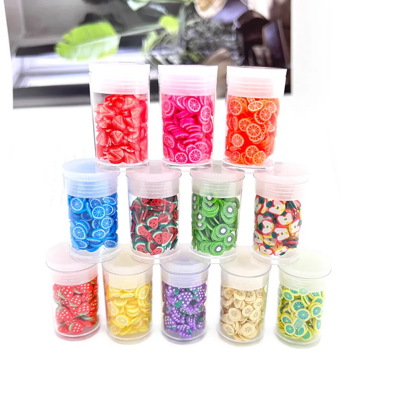 Hot Selling 12 Bottles Multiple Style Polymer Clay Slices For Cream Glue Diy material Nail Decoration Slime filler