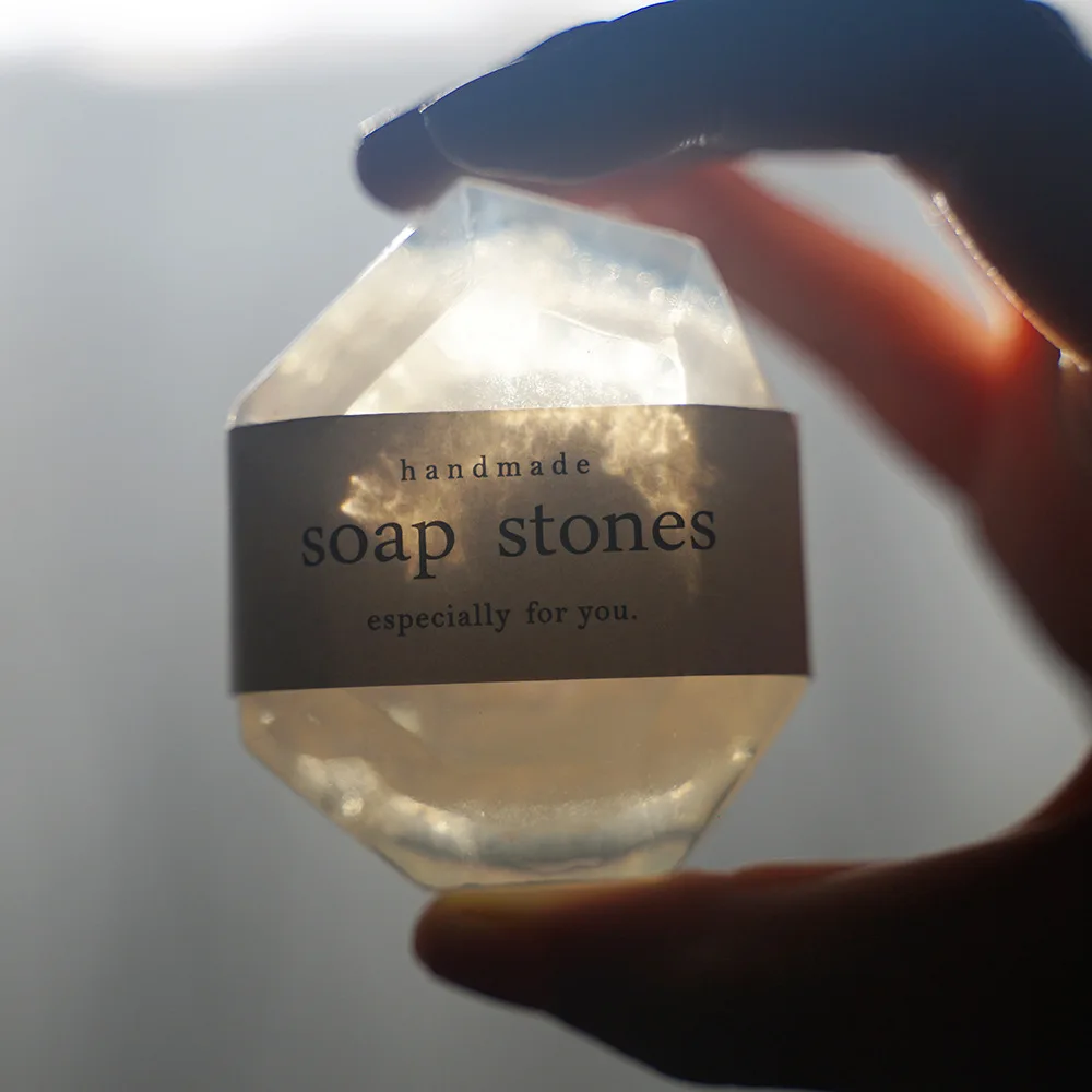 Private Label Clear Crystal Soap Stone Cosmetic Hotel Body Glycerin Soap Packaging Handmade Clear Soap Roses Bar