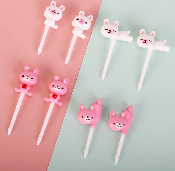  20pcs Kawaii Animal Food Fruit Picks Forks Plastic Cute Set for Kids
