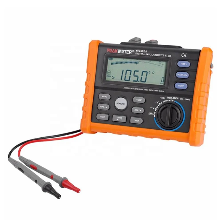 Цифровой тестер сопротивления изоляции PEAKMETER 2500V MS5205