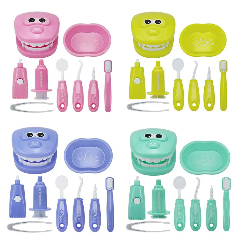 New Preschool Education Pretend Play Doctor Tool Toys Set 9-piece Role play Teeth Model Dentist Medical Kit Toy