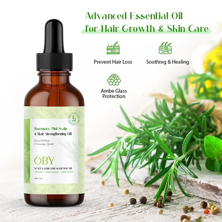 OBY Supplier OEM High Quality Organic Rosemary Oil Anti-Inflammatory Scalp Treatment Rosemary Mint Scalp Hair Strengthening Oil