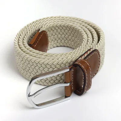 Wholesale Custom Logo Adjustable Braided Elastic Stretch Belt with Pin Buckle leather belt for men braided elastic belt