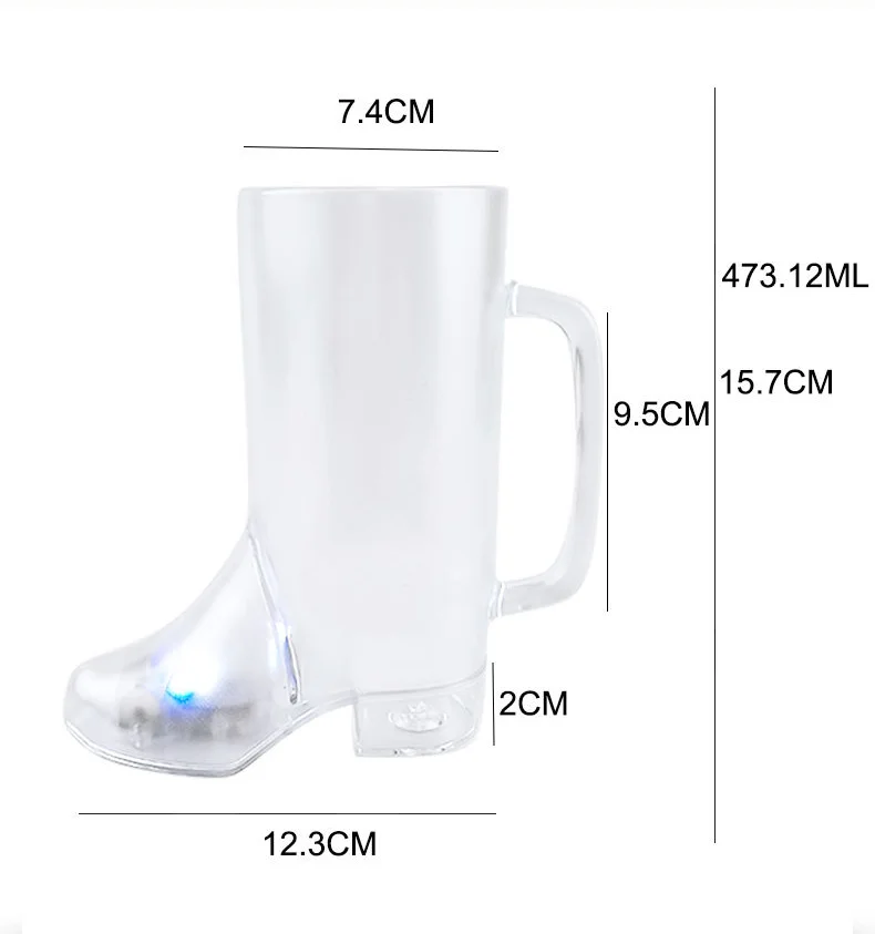 LED Light Up 16 oz Plastic Cowboy Boot Drinking Glass Cup for Birthdays Celebrations Home Barware