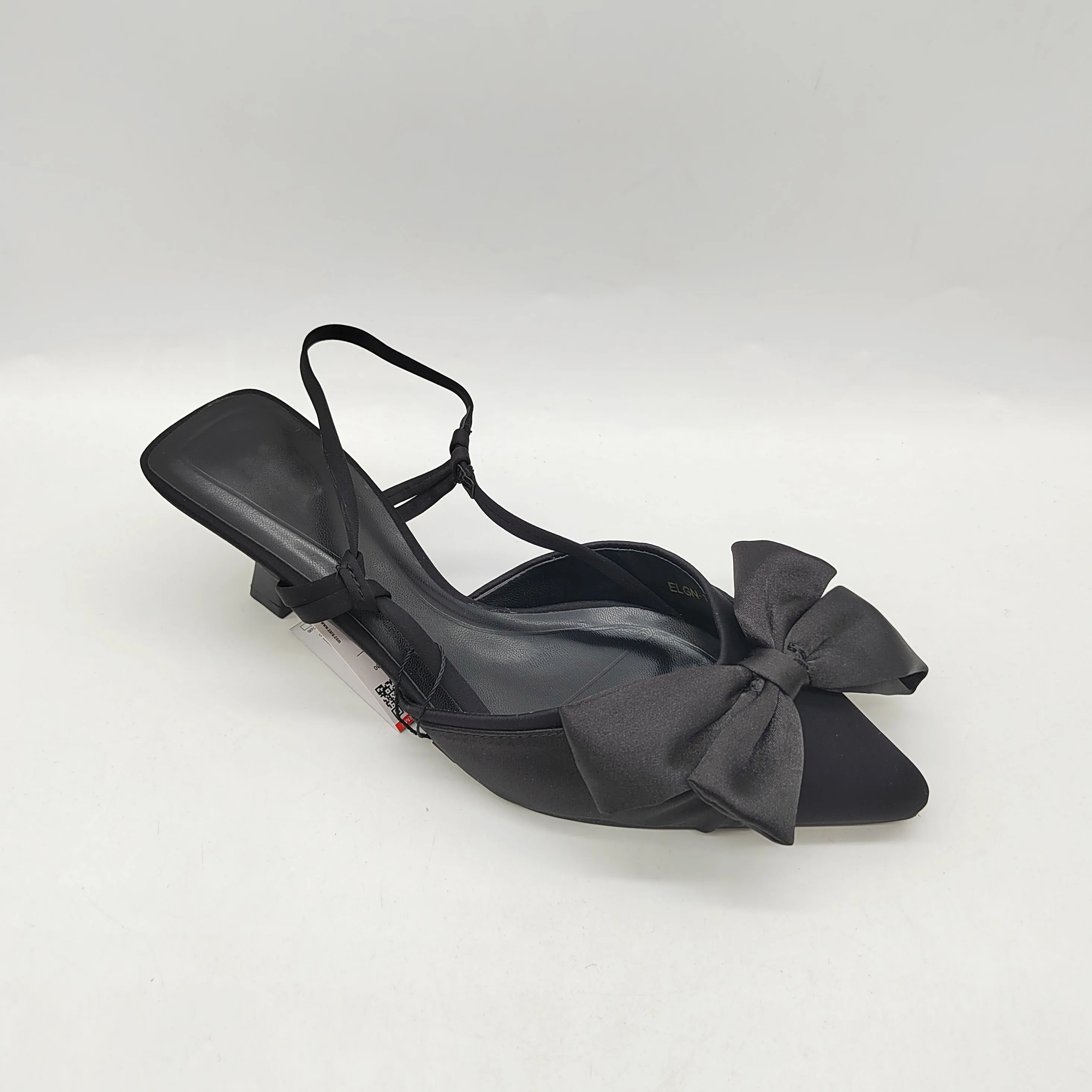 Wholesale Suede Upper Women Casual Style Pointed Toe Kitten Heeled Slingback Fashion Bow Sandals Slippers Heels for Ladies Shoes