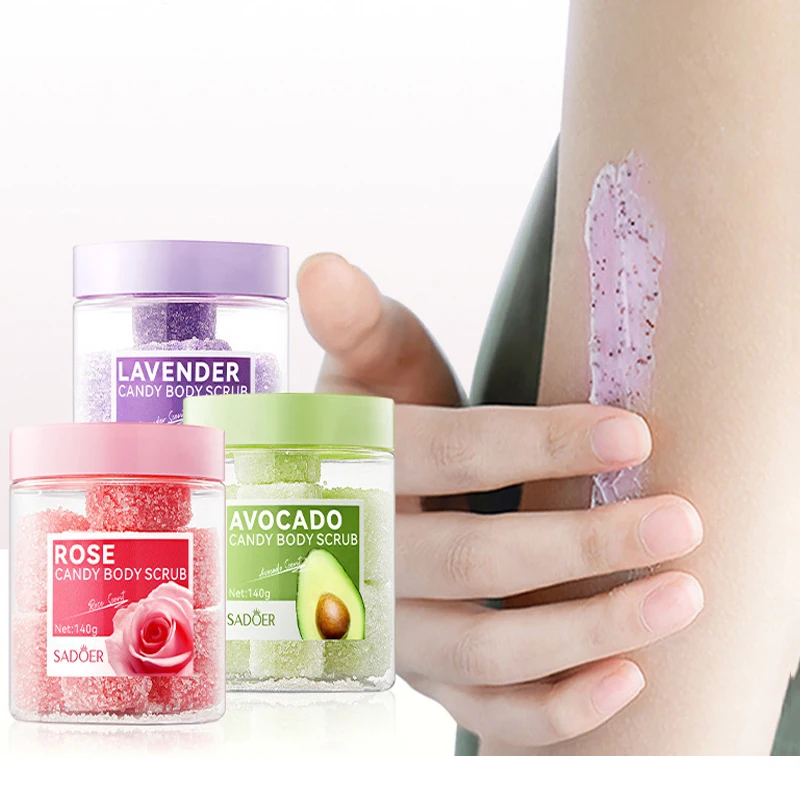 OEM SADOER private label manufacture lavender rose avocado whitening foaming organic sugar skin care body scrub