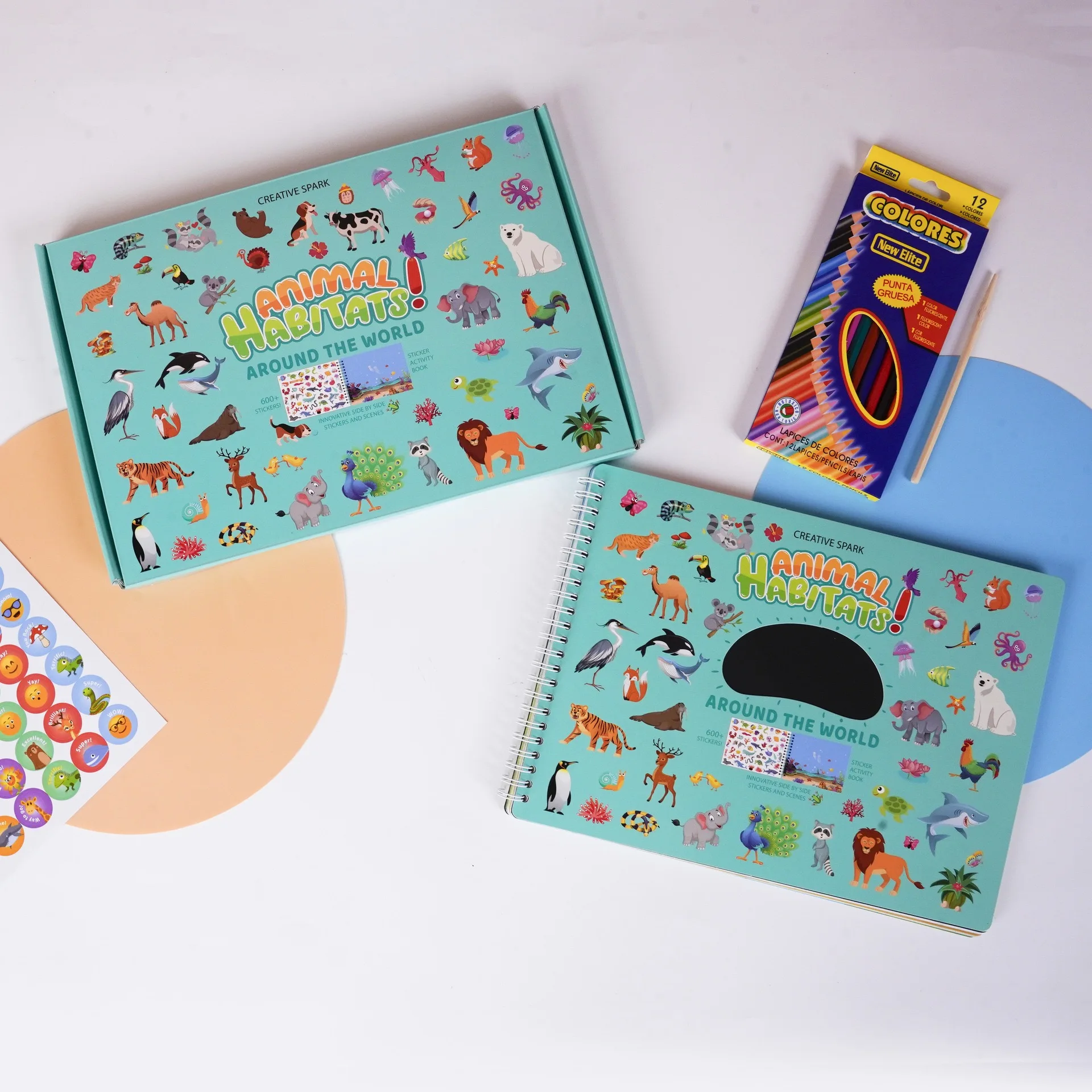 Scene Reusable Sticker activity Books for Kids with colorful pens Fun Coloring Activity Book for students