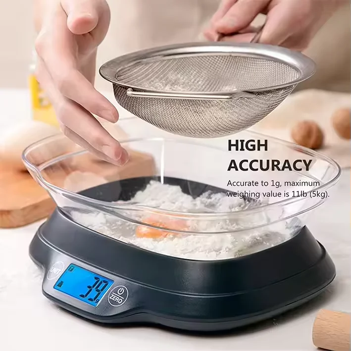 Household Digital Kitchen Scales with 1.2L Bowel  5kg Electronic Kitchen Scale LCD display portable kitchen digital scale