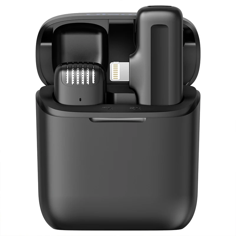 Ulanzi J11 Wireless Lavalier Microphone for iPhone iPad, Plug-Play Wireless Mic with Clips Charging Box for live streaming