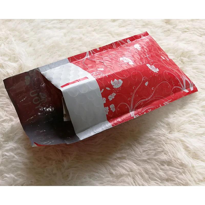 Recycled Plastic Mail Eco-Friendly Padded Shipping Envelop Wrap Bubbled Custom Postage Pouches Red Bubble Mailing Bag With Logo