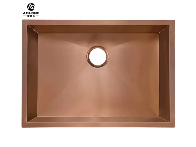 ADLONE Gold Luxury Stainless Steel Kitchen Sink Over or Under Counter 304 Stainless Steel Single Bowl Gold Basket Drainer Soap D