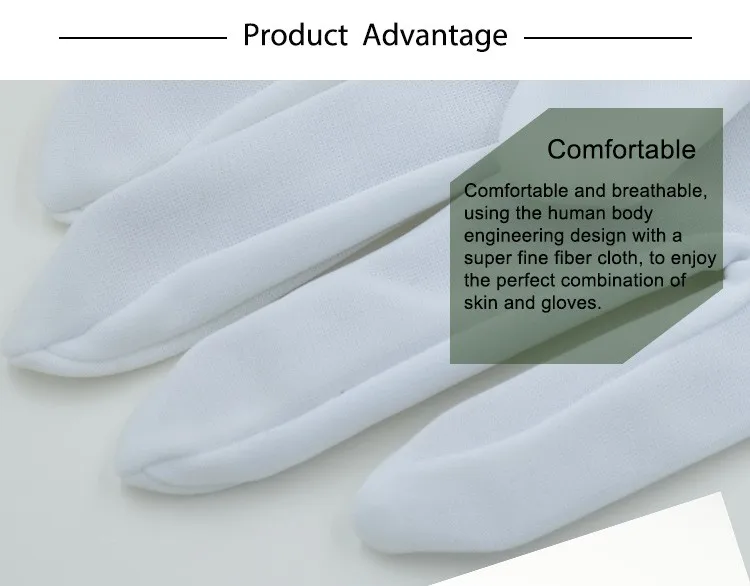 Ceremonial gloves embroidery logo waiter gloves masonic white cotton gloves