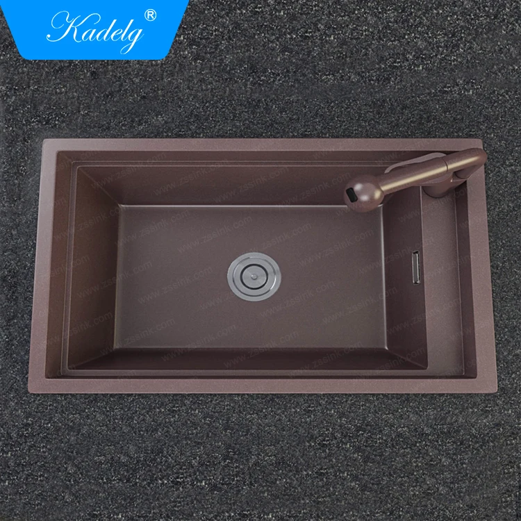 CE Approved Red Color Undermount Granite Sink Quartz Kitchen Sink
