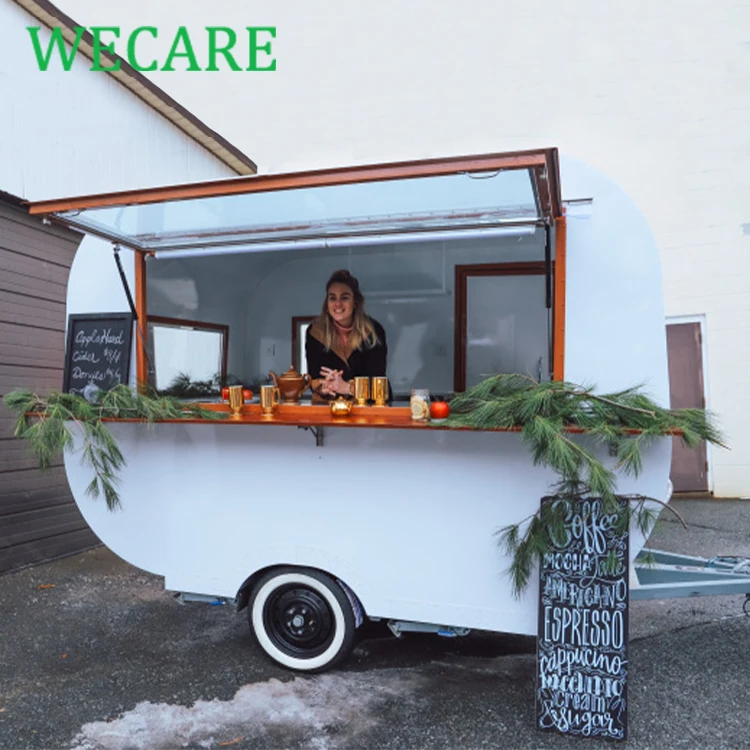 Wecare Mini Street Vantage Food Carts Trailer Towable Mobile Coffee Shop Mobile Drink Juice Snack Bar Trailer For Sale