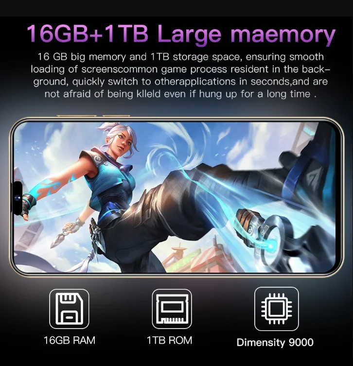 2023 Новый дешевый мобильный телефон 6 7 дюймов i15 Pro Max Оригинальный полноэкранный идентификатор лица 16 г + 1 ТБ 5 Сотовый 6800 мАч сотовые телефоны сделка