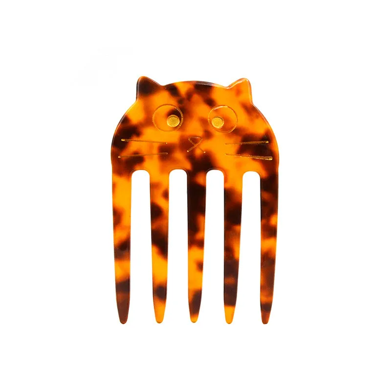 
custom animal shapes cute cat hair comb clips for girl wholesale acetate wide tooth tortoiseshell combs for women hair accessory 