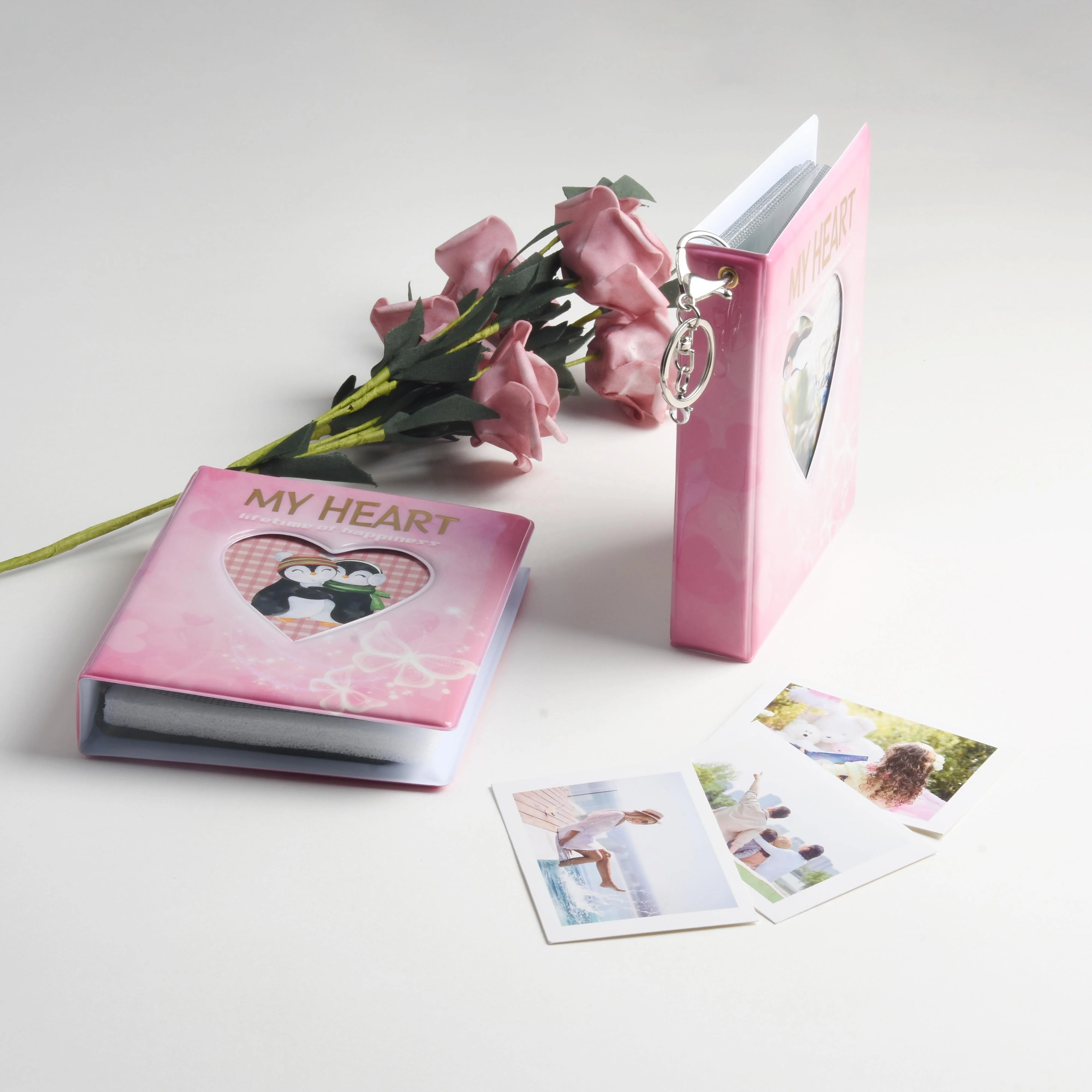 Глянцевый пышный чехол 72 держателя для фотокарт миниатюрная книга хранения фотоальбом из ПВХ на заказ с брелоком