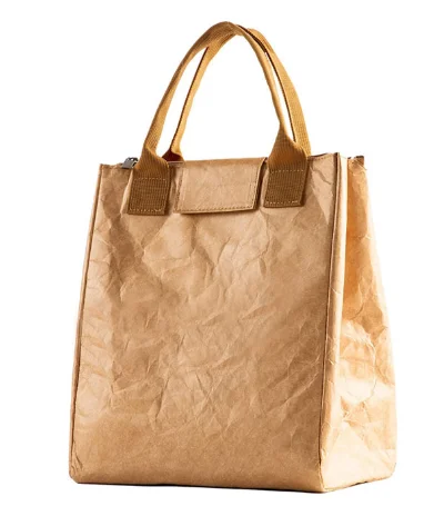 Customized Tyvek Material Lunch Cooler Bag Lunch Box Eco Friendly Washable Kraft Paper Bags 100% Leakproof Insulated Tote Bag