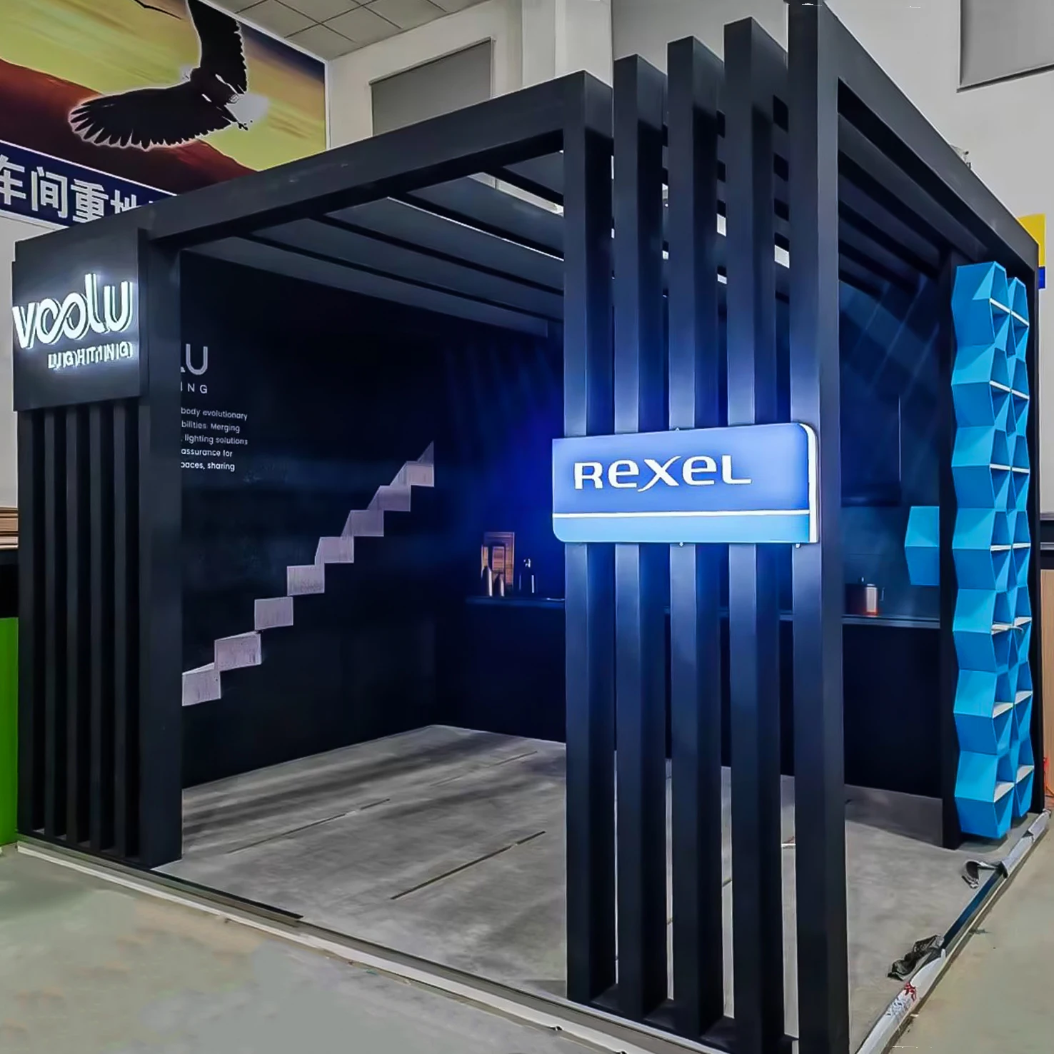 Izexpo 30-минутный стенд для быстрой сборки 10x20 деревянный на заказ другое торговое оборудование освещение логотип выставочный