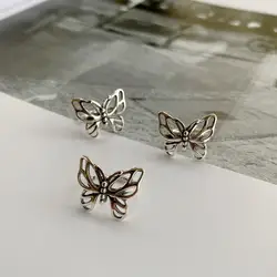 VIANRLA non piercing jewelry retro rhodium 925 sterling silver  butterfly cuff earrings