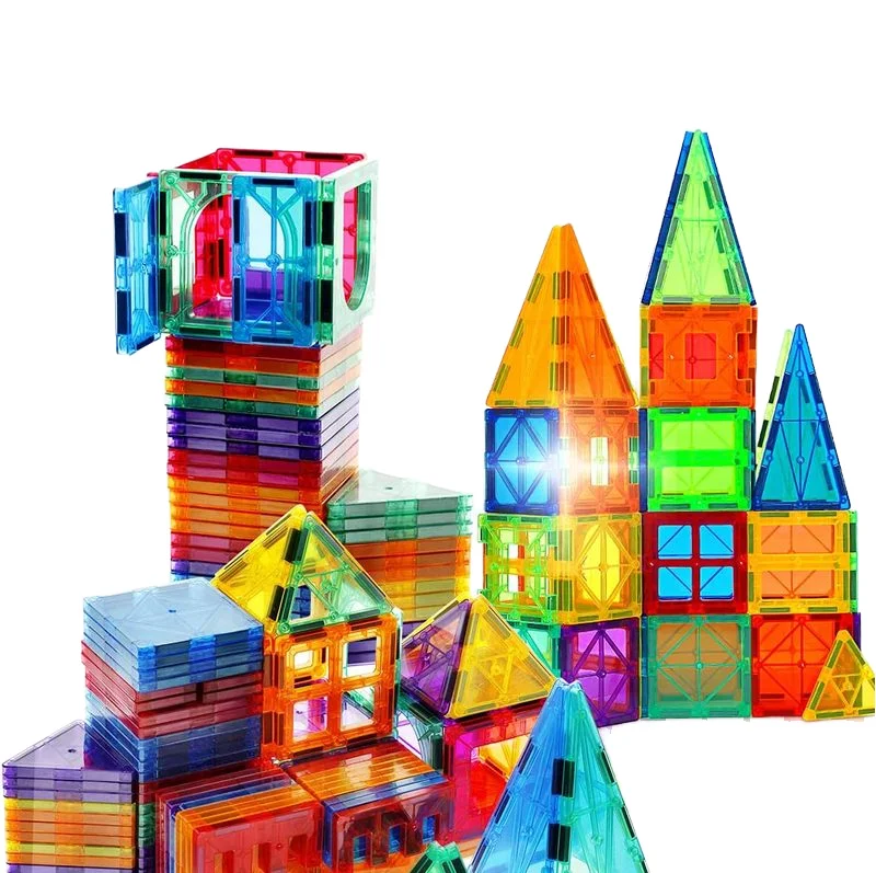 46 Piece Educational Building Tiles Set for Kids Magnetic Plastic Construction Toy with EN71 Certificate
