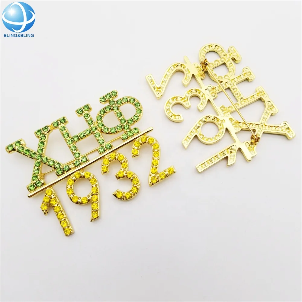 Customize Rhinestone Chi Eta Phi Greek Sisterhood Pins 1932 1923 Sorority Phi Delta Kappa Brooches For Anniversary Gifts