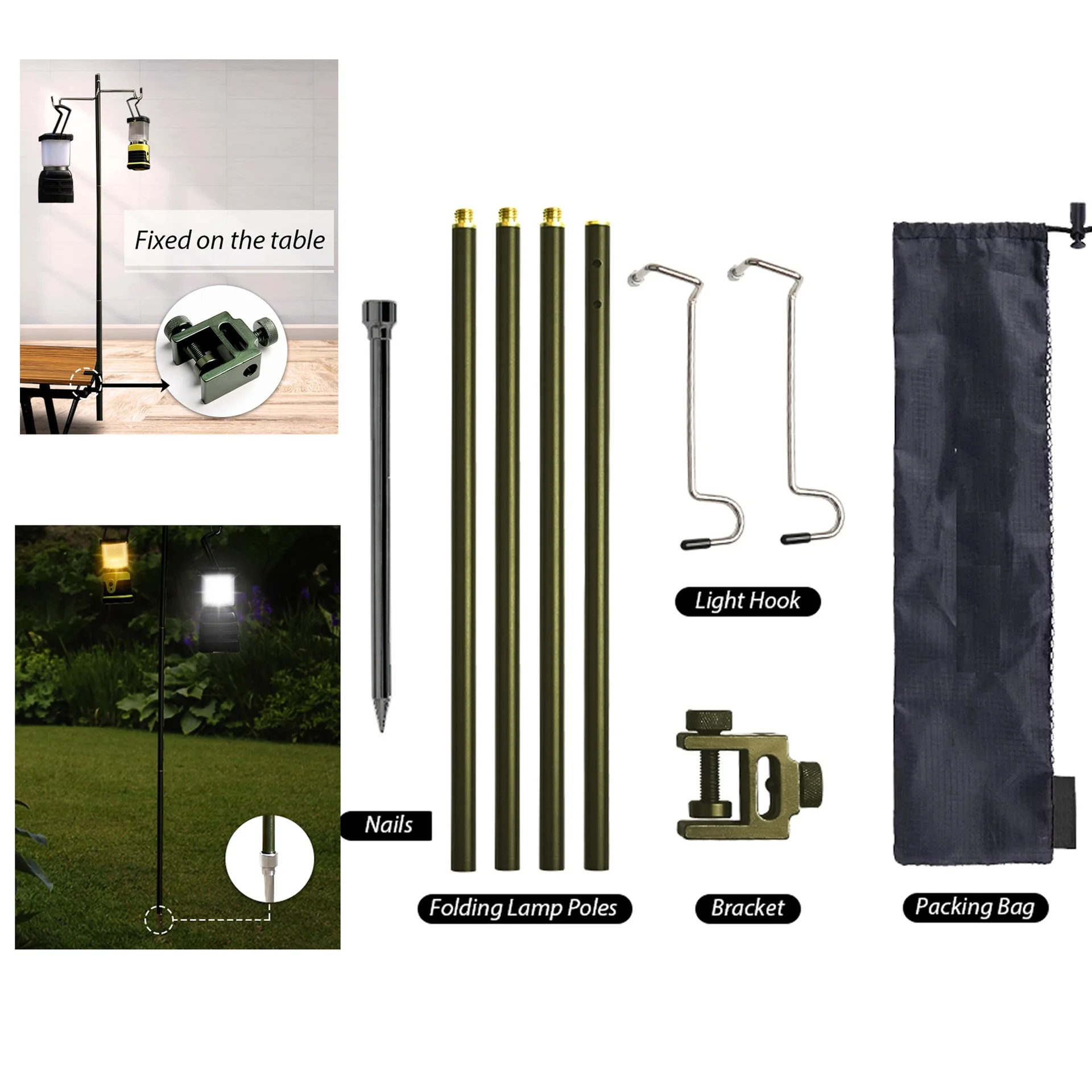 Aluminum Portable Foldable Outdoor Camping Lantern Stand for Camping Fishing Picnic BBQ Outdoor Activities