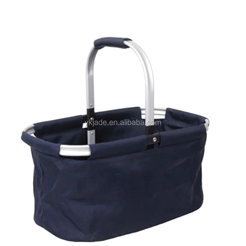 polyester bag small shopping basket rose pink with aluminum frame and soft hand rail