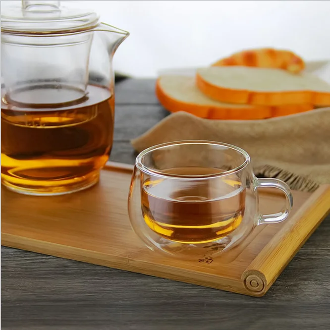 New glass filter flower tea cup with lid and handle