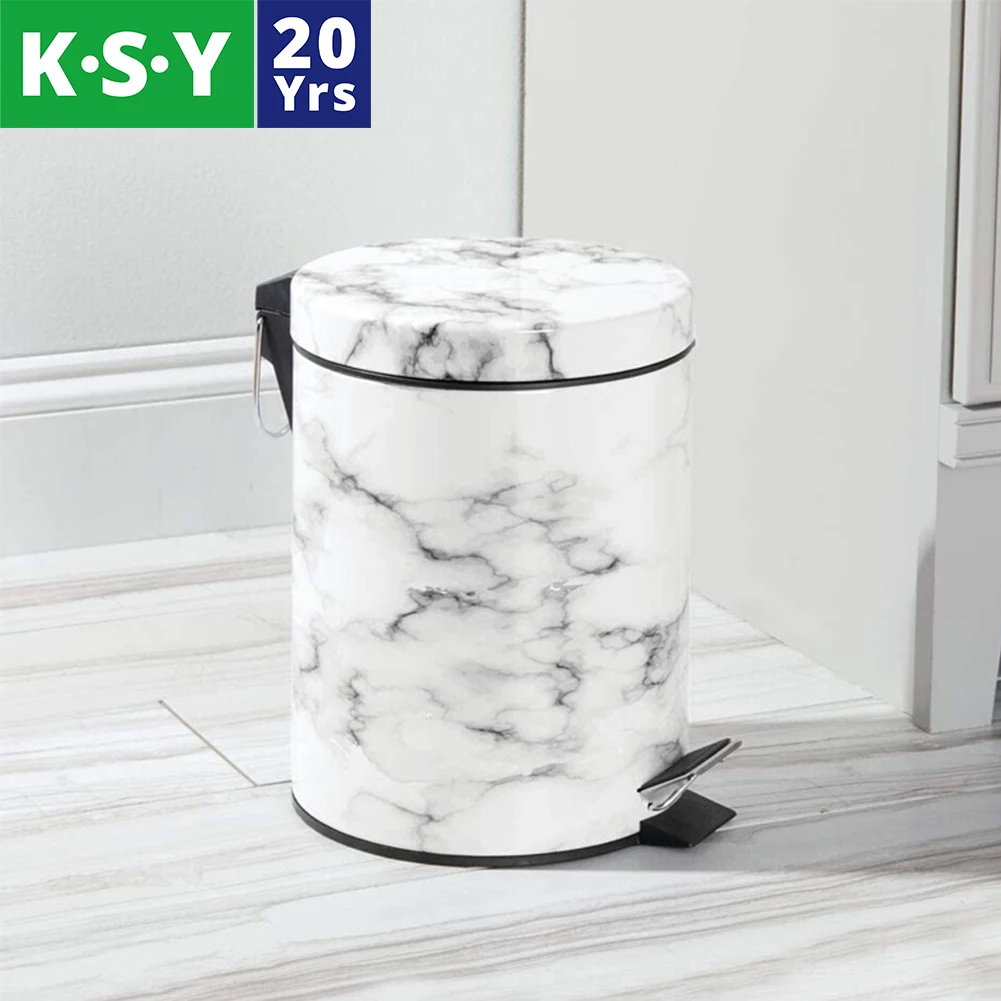 Kitchen Stainless Steel Step Trash Can Metal Waste Bin For Hands Free Lid Opening