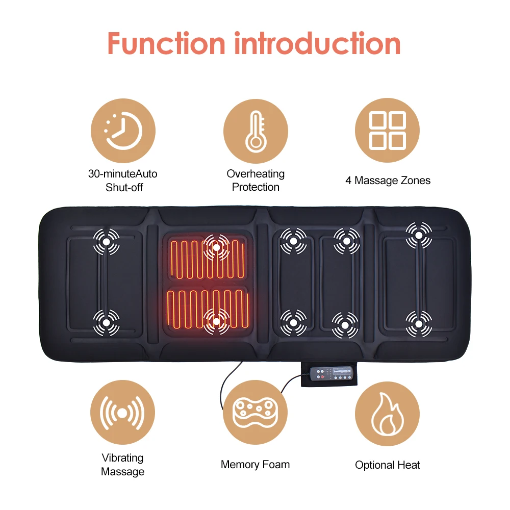 Portable Vibration Whole Body Electric Massage Mattress Body Thai Massage Sensory Mat With Heating