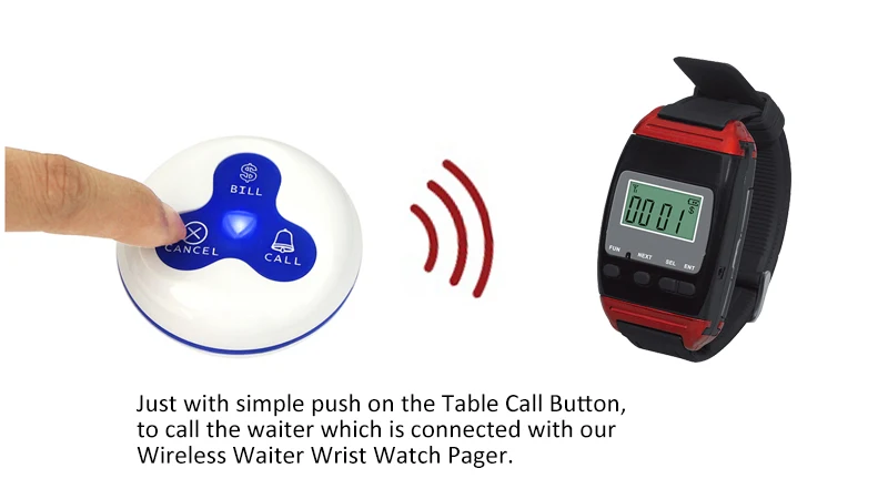 smart watch pager with y-128e monitor restaurant communication paging wireless bell waiter calling system for hotel salon