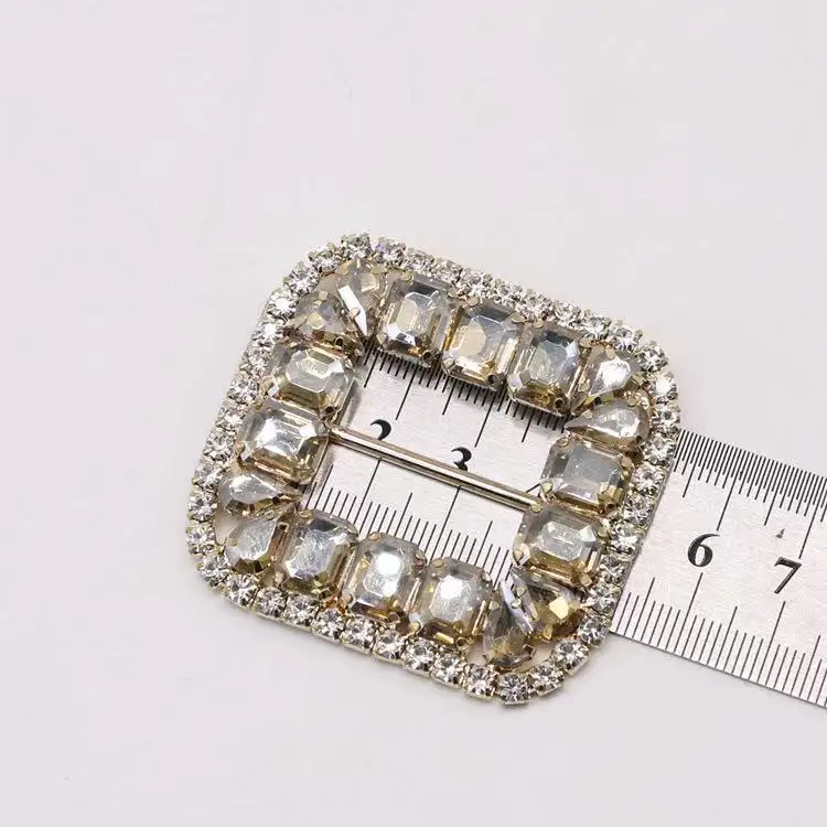 Shiny Shoes Decoration, Rectangular Rhinestone Crystal Buckle Rhinestone Belt Buckle