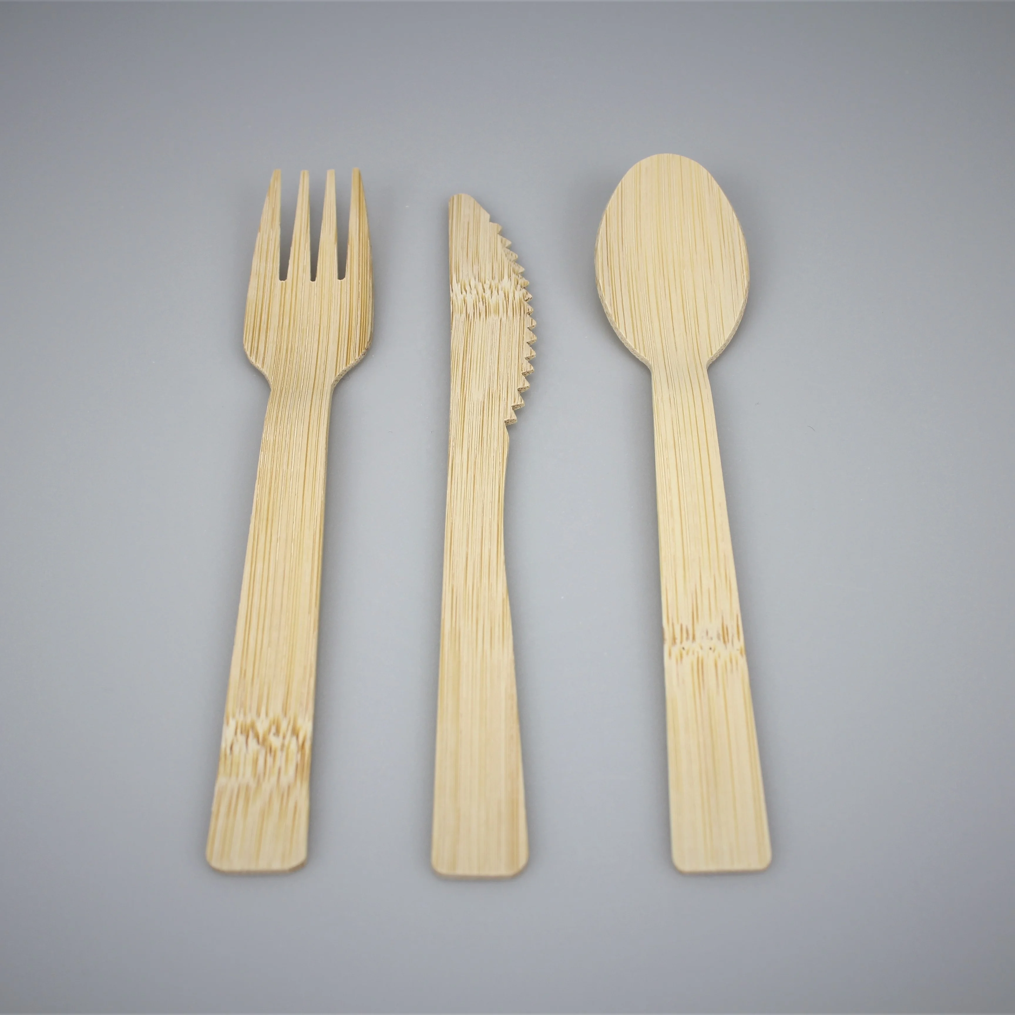 
Amazon Best Seller Bamboo Fork Knife Wholesale Custom LOGO Disposable Bamboo Kitchen Spoon Knife Set Fork Cutlery Flatware 