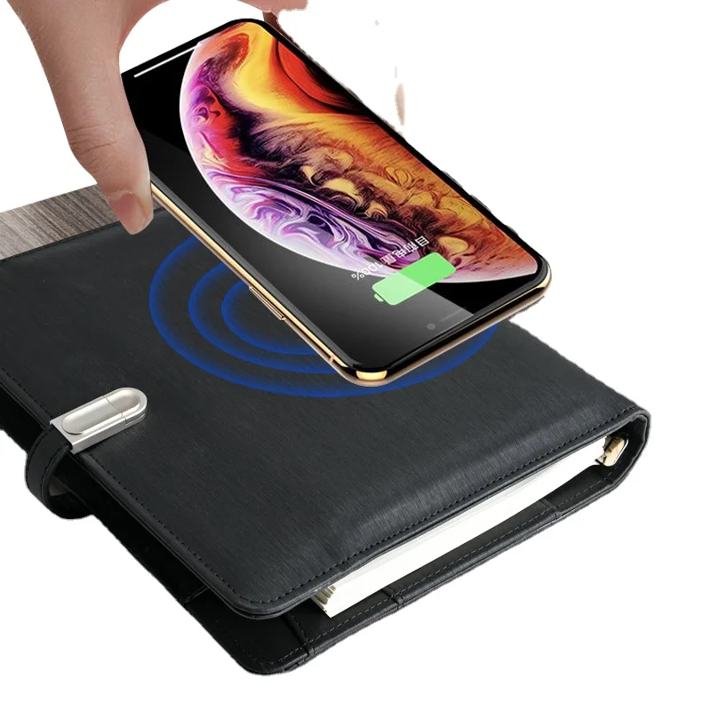 Hot Selling Gift Business Daily Smart Notepad Tablet Leather Case Powerbank Smart Notebook Dual Flash Charging Holder Stand Case