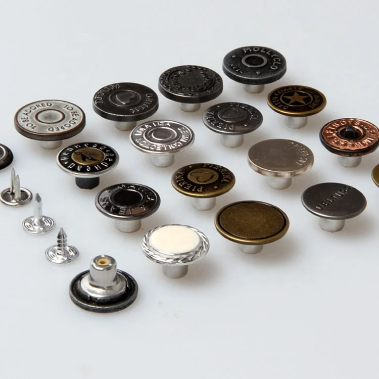 custom logo brass vintage metal denim shank jeans button and rivet